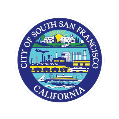 Seal of South San Francisco California - STICKER Vinyl Kiss-Cut Decal 3 Inch White - The Sticker Space