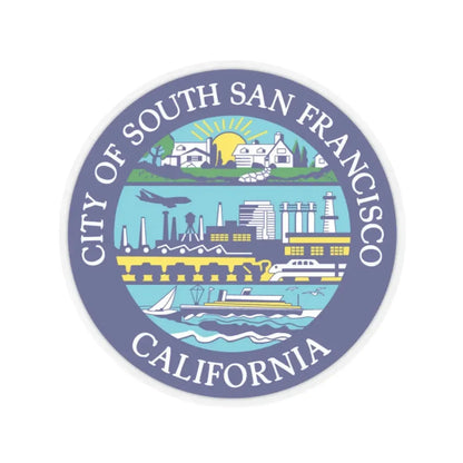 Seal of South San Francisco California - STICKER Vinyl Kiss-Cut Decal 4 Inch Transparent - The Sticker Space