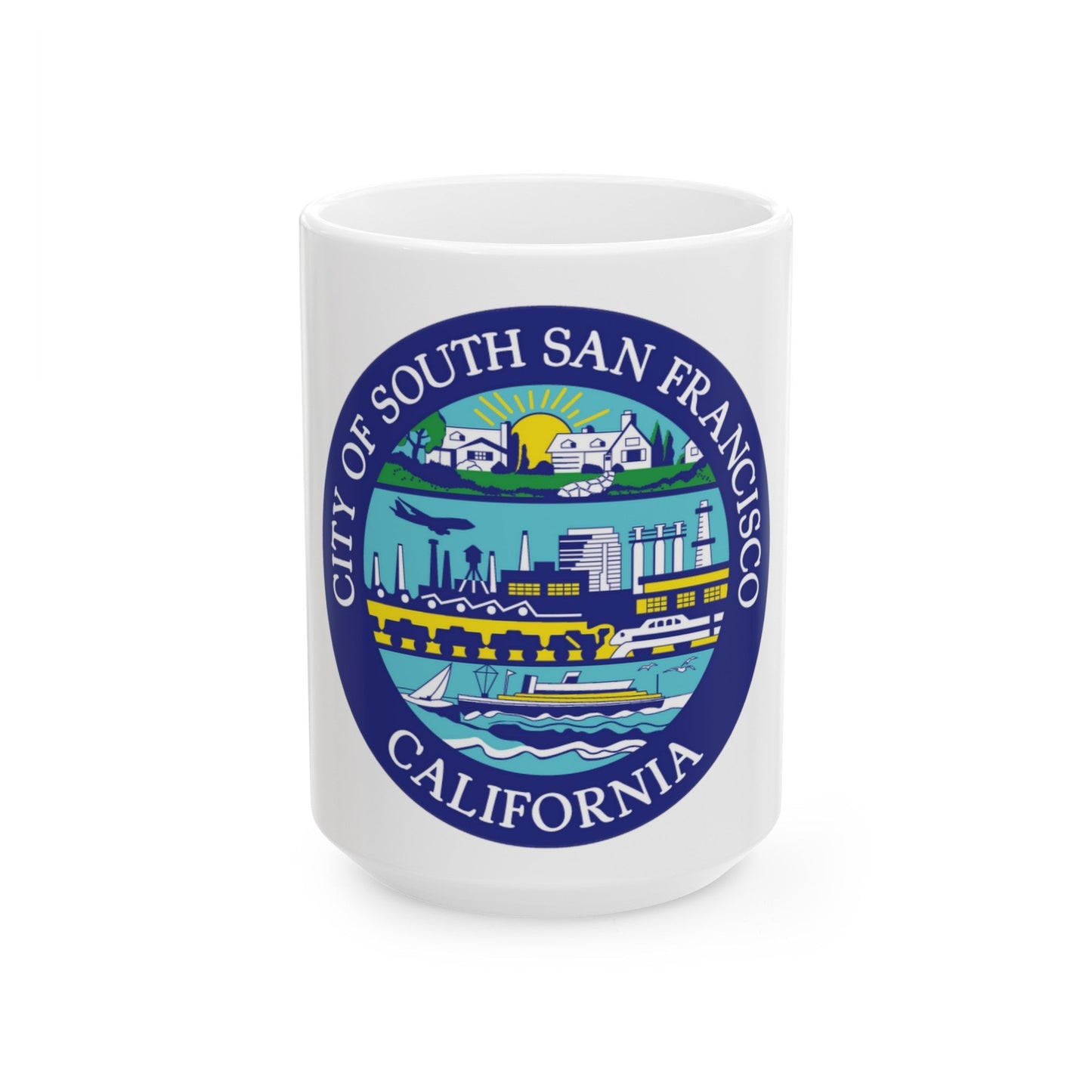 Seal of South San Francisco California - White Coffee Mug-15oz-The Sticker Space