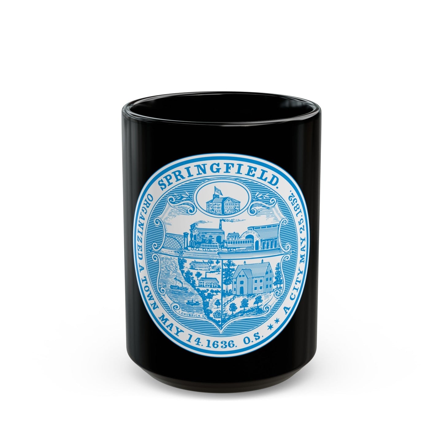 Seal of Springfield Massachusetts - Black Coffee Mug-15oz-The Sticker Space