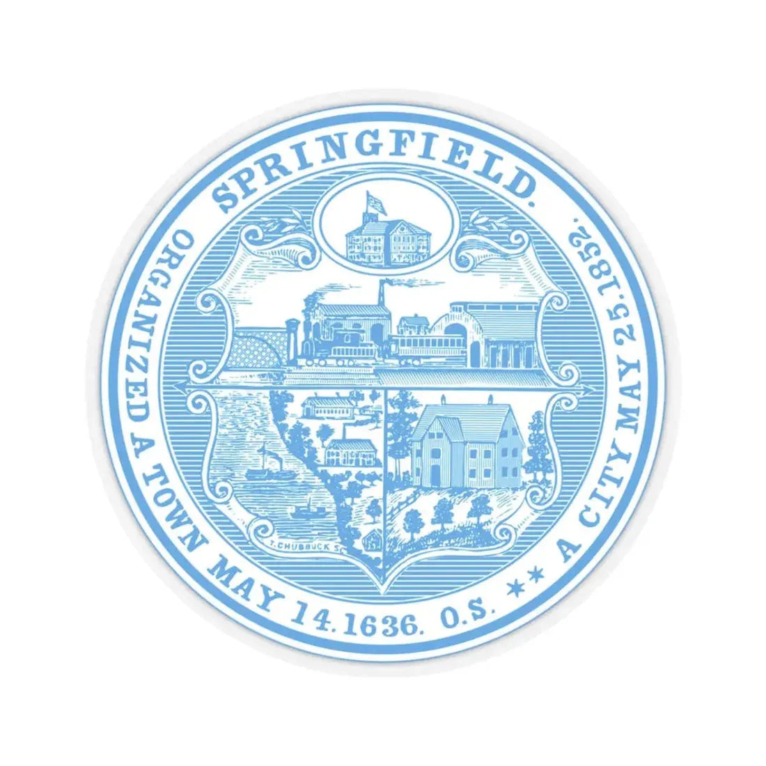 Seal of Springfield Massachusetts - STICKER Vinyl Kiss-Cut Decal 3 Inch Transparent - The Sticker Space