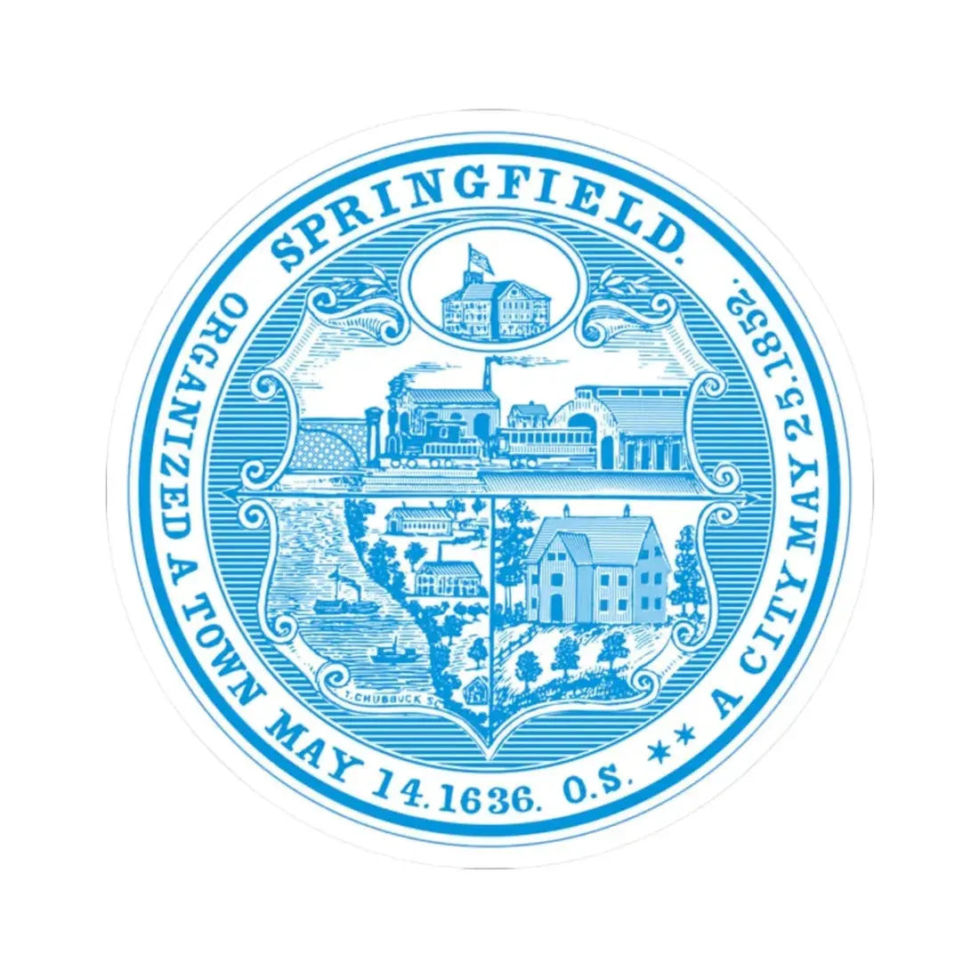 Seal of Springfield Massachusetts (United States) STICKER Vinyl Kiss ...