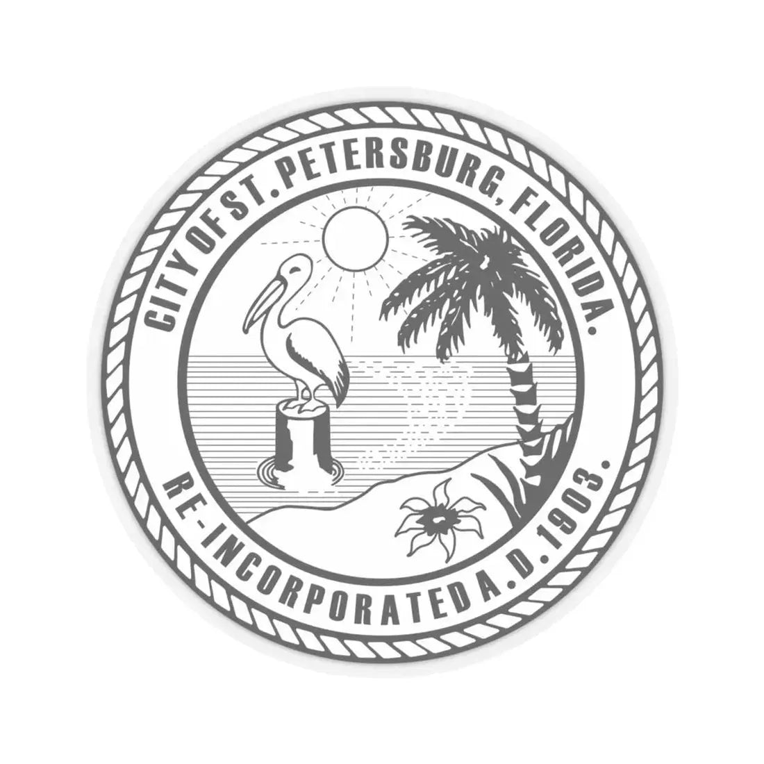 Seal of St. Petersburg Florida - STICKER Vinyl Kiss-Cut Decal 4 Inch Transparent - The Sticker Space