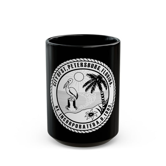 Seal of St. Petersburg Florida - Black Coffee Mug-15oz-The Sticker Space