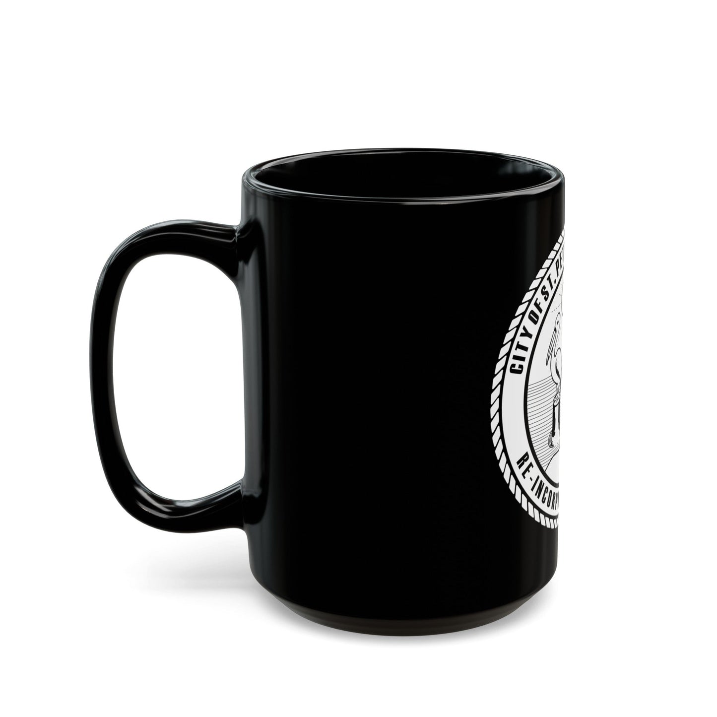 Seal of St. Petersburg Florida - Black Coffee Mug-The Sticker Space