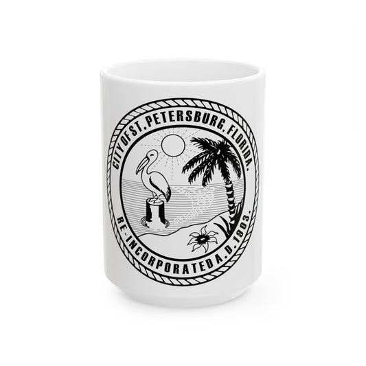 Seal of St. Petersburg Florida - White Coffee Mug-15oz-The Sticker Space