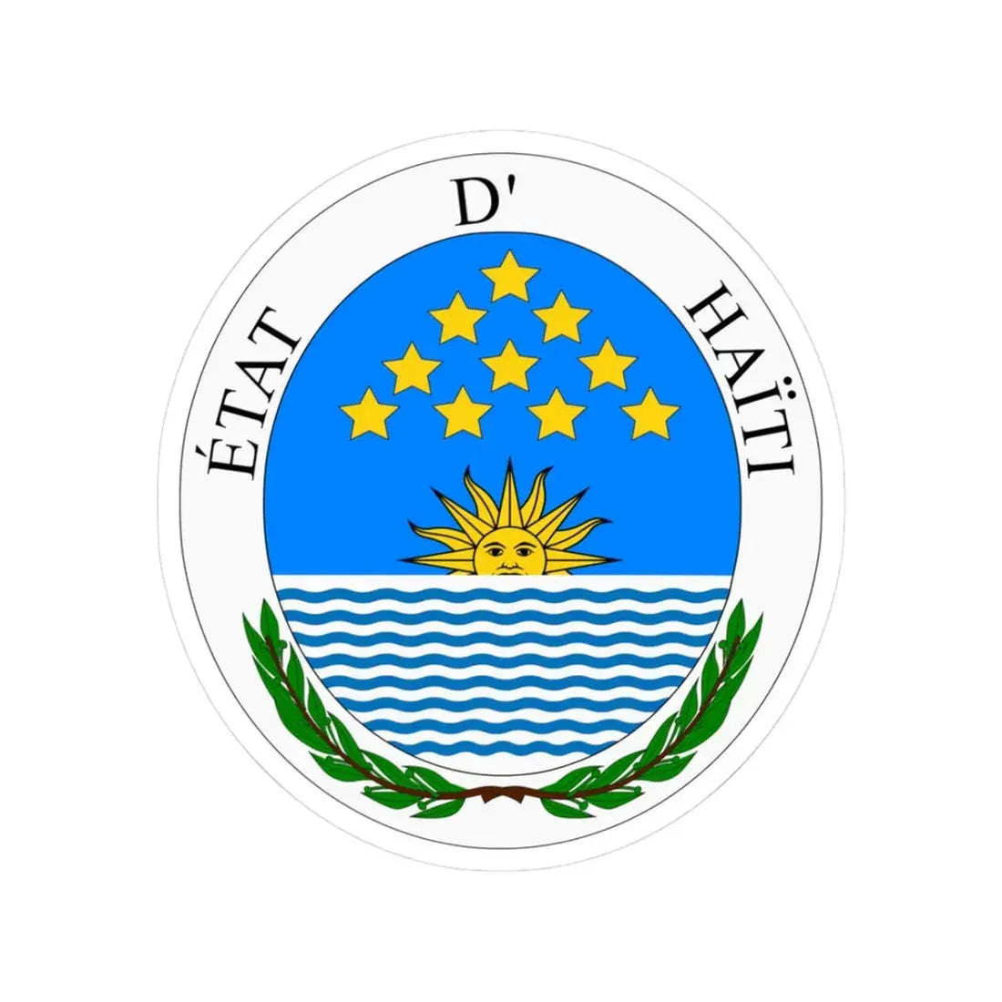 Seal of State of Haiti - STICKER Vinyl Kiss-Cut Decal 3 Inch White - The Sticker Space