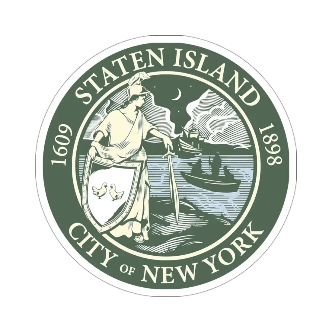 Seal of Staten Island New York City USA STICKER Vinyl Die-Cut Decal 3 Inch - The Sticker Space