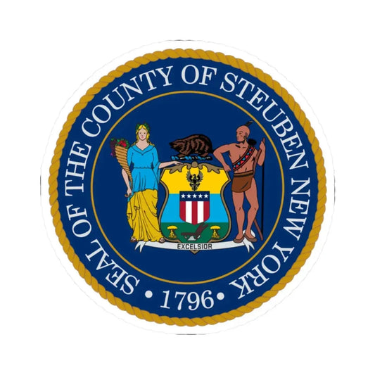 Seal of Steuben County New York (United States) STICKER Vinyl Kiss-Cut Decal 2 Inch White - The Sticker Space