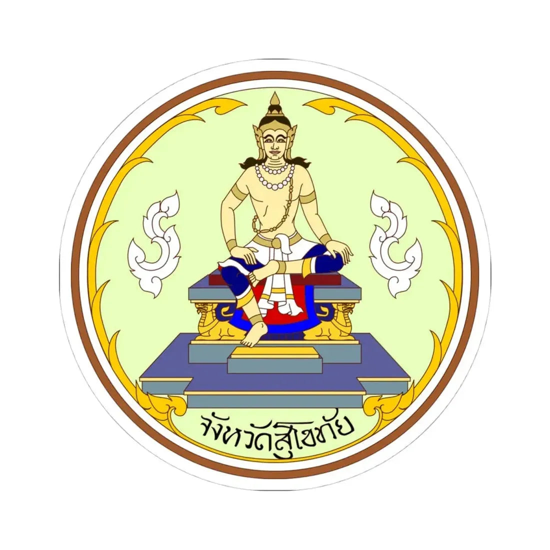Seal of Sukhothai Province color version (Thailand) STICKER Vinyl Kiss-Cut Decal 4 Inch White - The Sticker Space