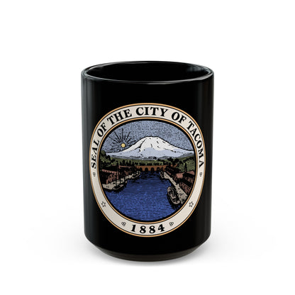 Seal of Tacoma WA - Black Coffee Mug-15oz-The Sticker Space