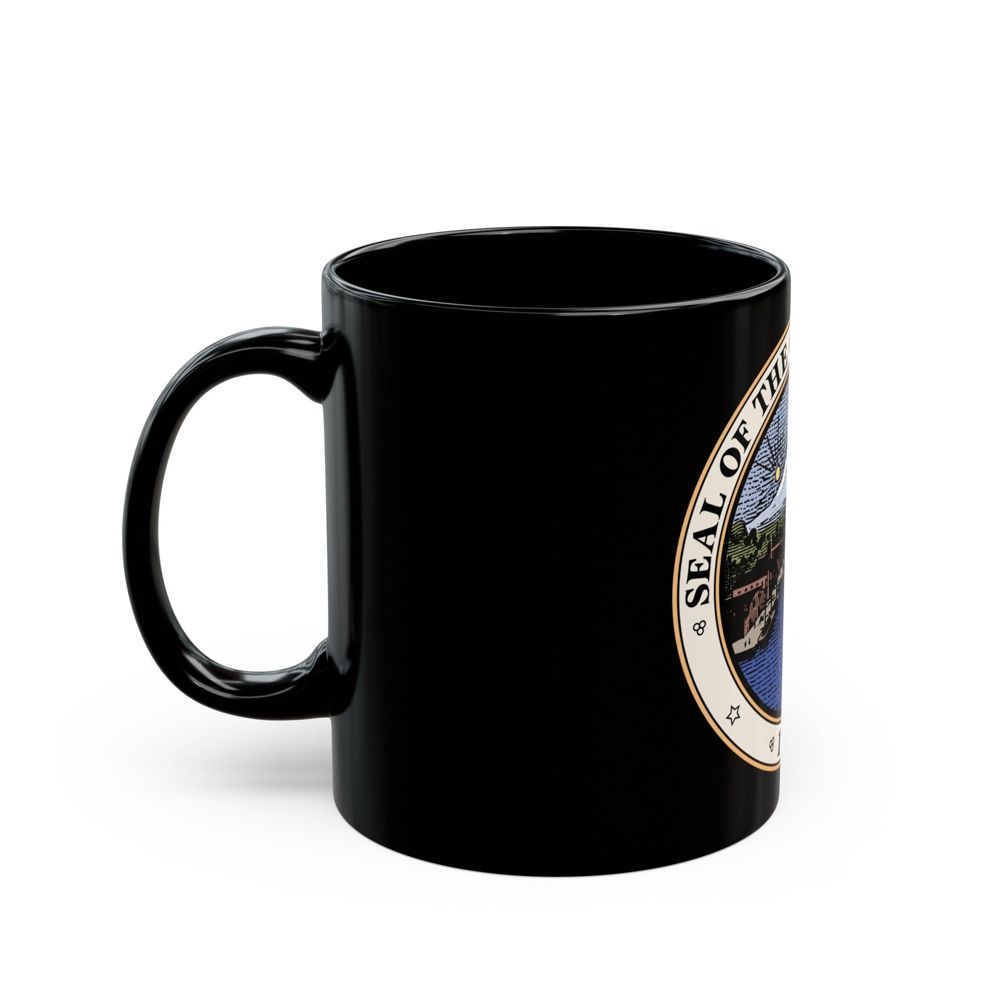 Seal of Tacoma WA - Black Coffee Mug-The Sticker Space