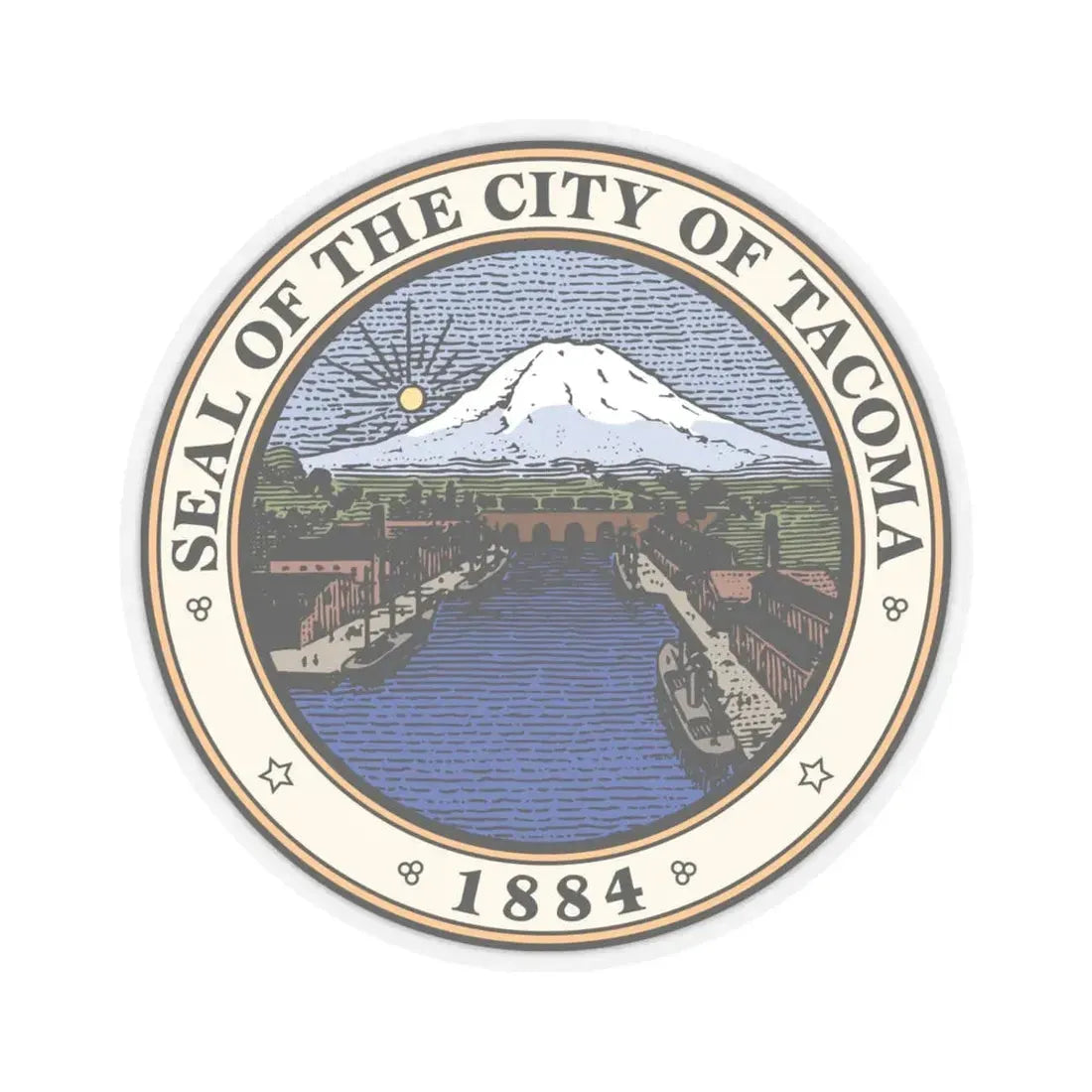 Seal of Tacoma WA - STICKER Vinyl Kiss-Cut Decal 6 Inch Transparent - The Sticker Space