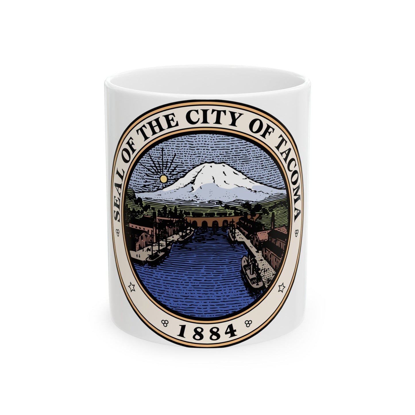 Seal of Tacoma WA - White Coffee Mug-11oz-The Sticker Space