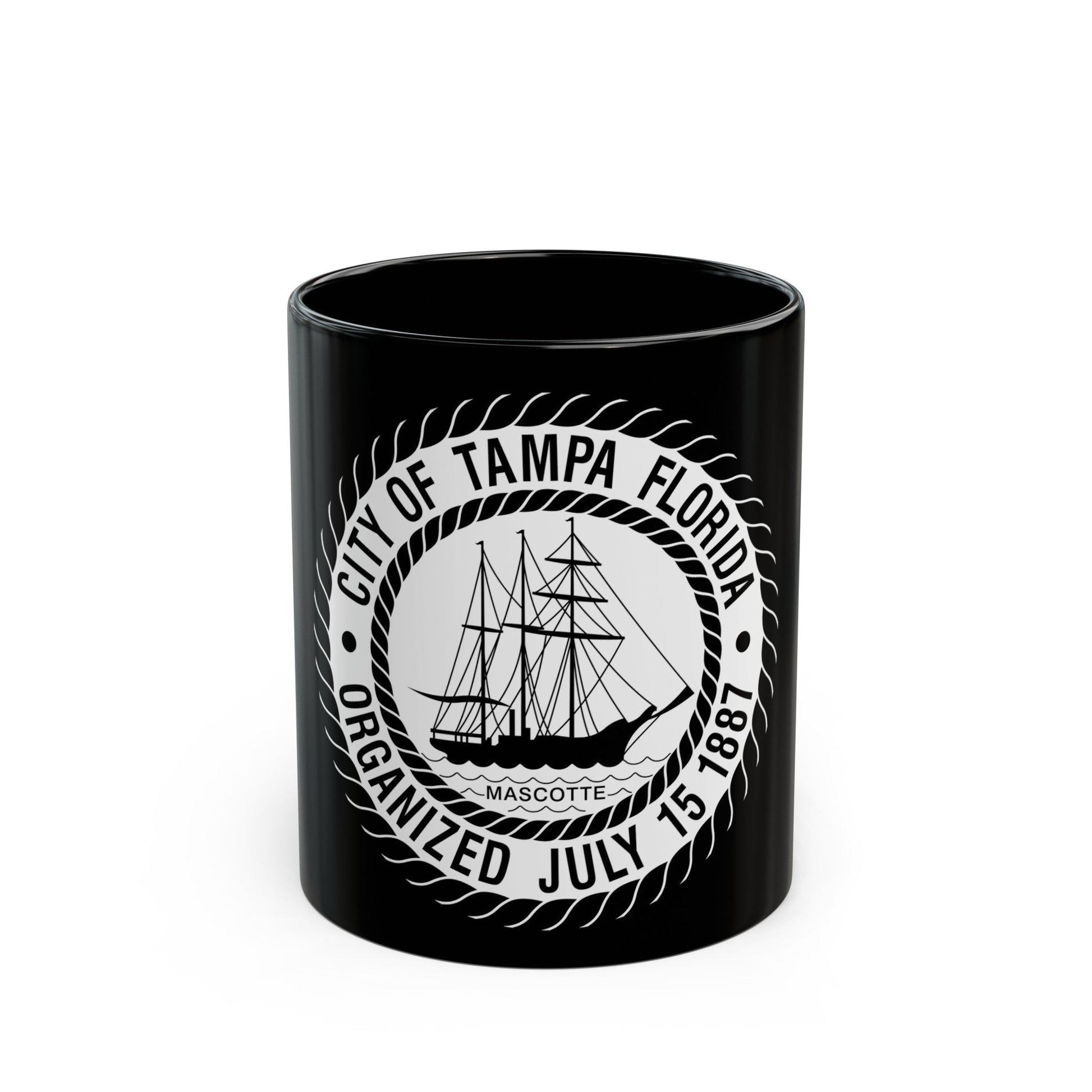 Seal of Tampa Florida - Black Coffee Mug-11oz-The Sticker Space