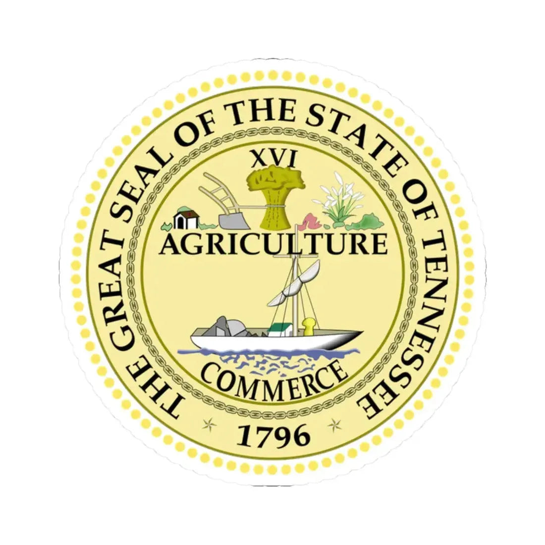 Seal of Tennessee (United States) STICKER Vinyl Kiss-Cut Decal 2 Inch White - The Sticker Space