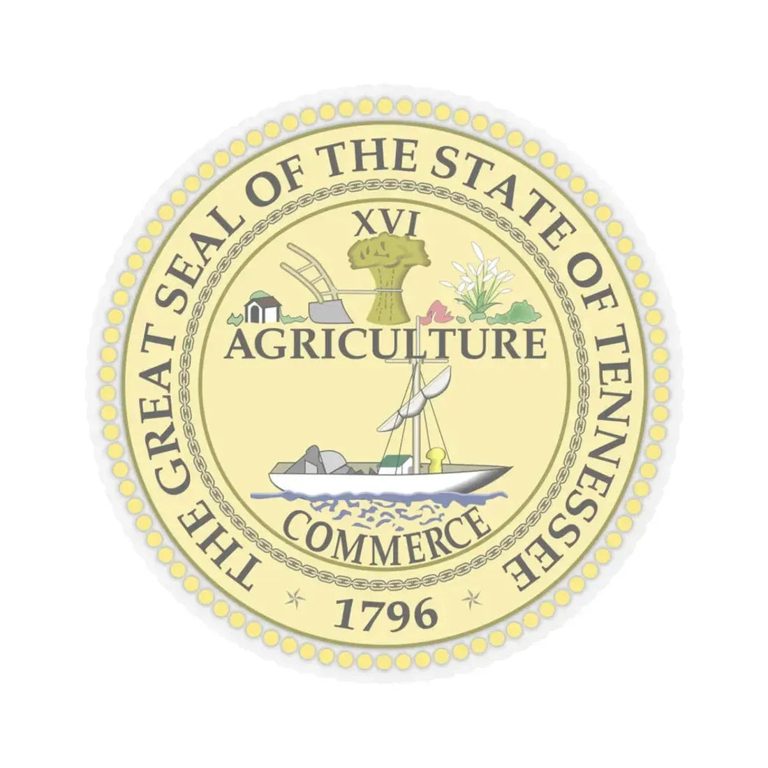 Seal of Tennessee (United States) STICKER Vinyl Kiss-Cut Decal 3 Inch Transparent - The Sticker Space