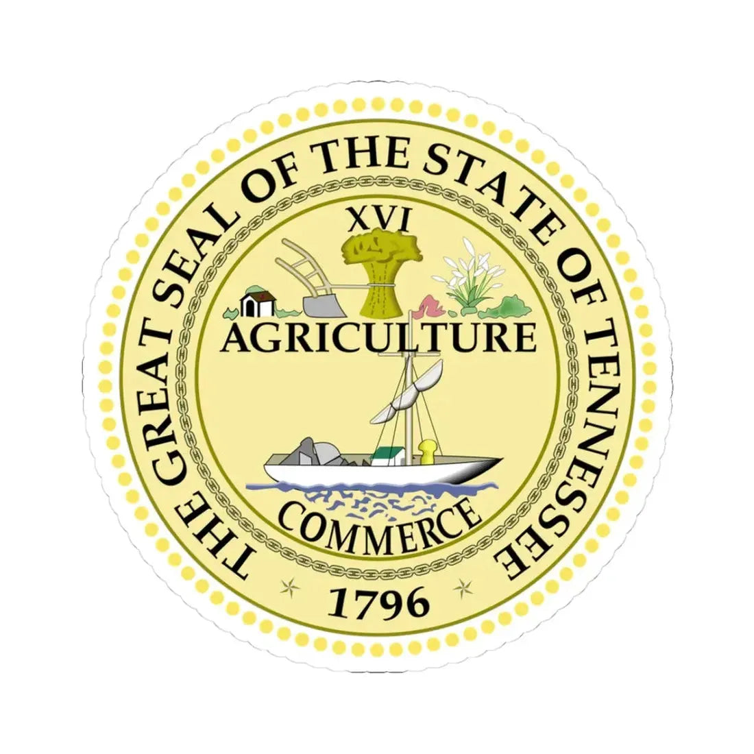 Seal of Tennessee (United States) STICKER Vinyl Kiss-Cut Decal 3 Inch White - The Sticker Space