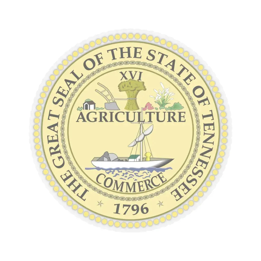 Seal of Tennessee (United States) STICKER Vinyl Kiss-Cut Decal 4 Inch Transparent - The Sticker Space