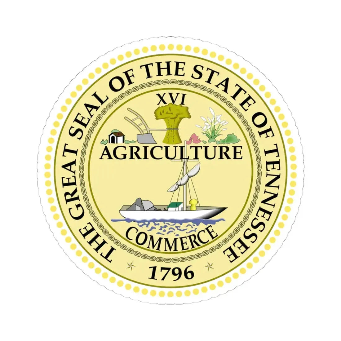 Seal of Tennessee (United States) STICKER Vinyl Kiss-Cut Decal 4 Inch White - The Sticker Space