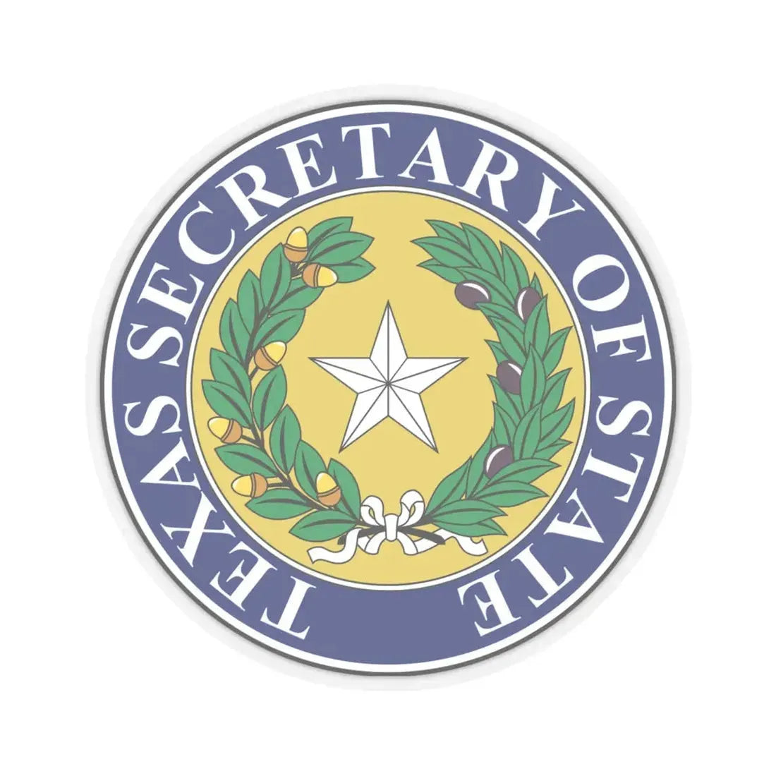 Seal of Texas Secretary of State - STICKER Vinyl Kiss-Cut Decal 6 Inch Transparent - The Sticker Space