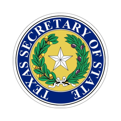 Seal of Texas Secretary of State - STICKER Vinyl Kiss-Cut Decal 6 Inch White - The Sticker Space