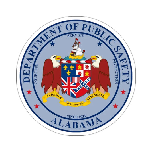 Seal of the Alabama Department of Public Safety - STICKER Vinyl Kiss-Cut Decal 2 Inch White - The Sticker Space