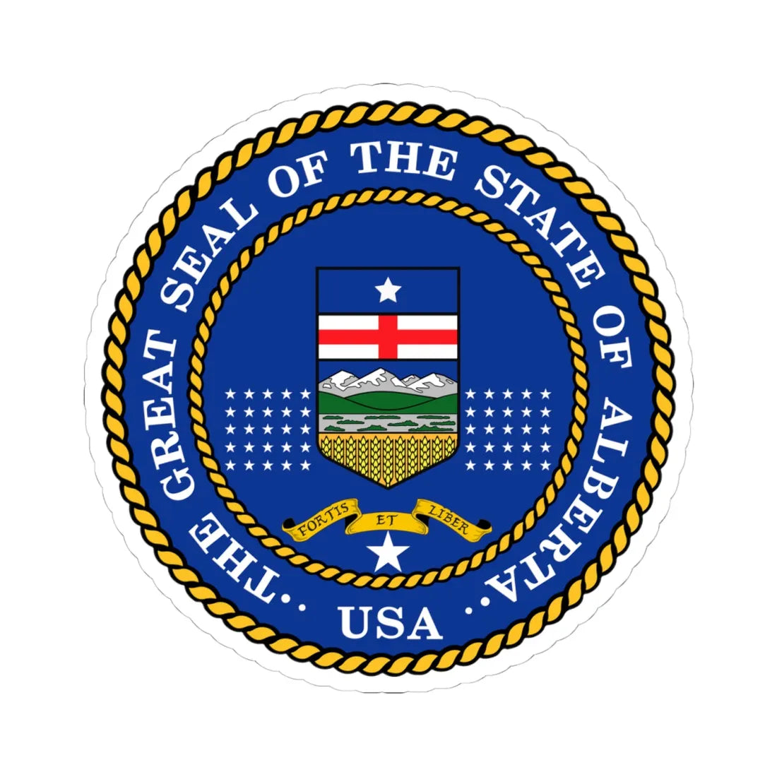 Seal of the Albertan Annexationists (Canada) (Coat of Arms) STICKER Vinyl Kiss-Cut Decal 4 Inch White - The Sticker Space