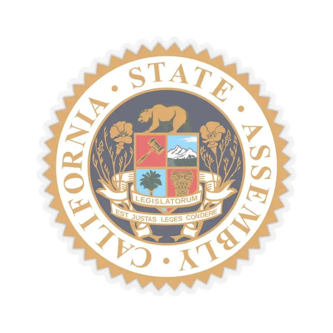 Seal of the Assembly of the State of California - STICKER Vinyl Kiss-Cut Decal 4 Inch Transparent - The Sticker Space