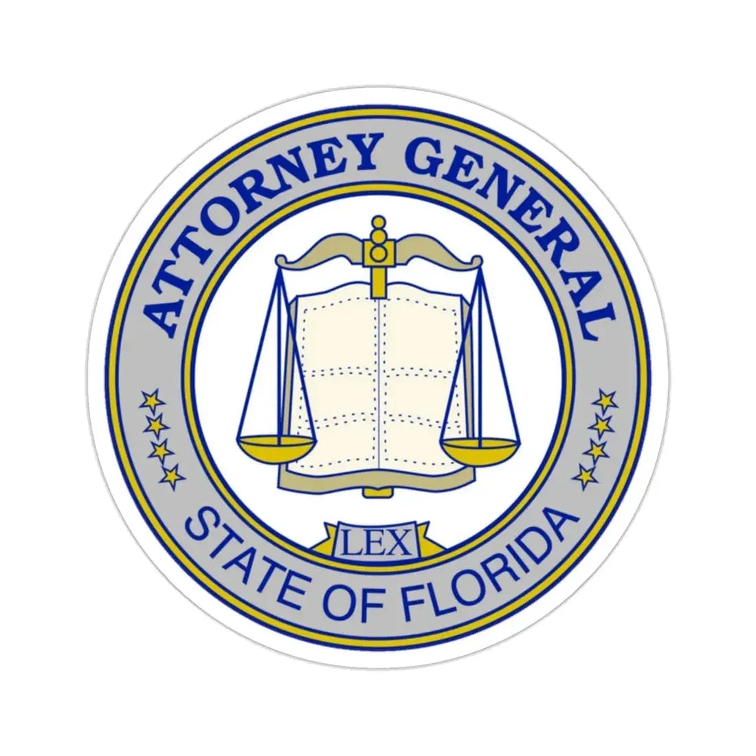 Seal of the Attorney General of Florida STICKER Vinyl Die-Cut Decal 2 Inch - The Sticker Space