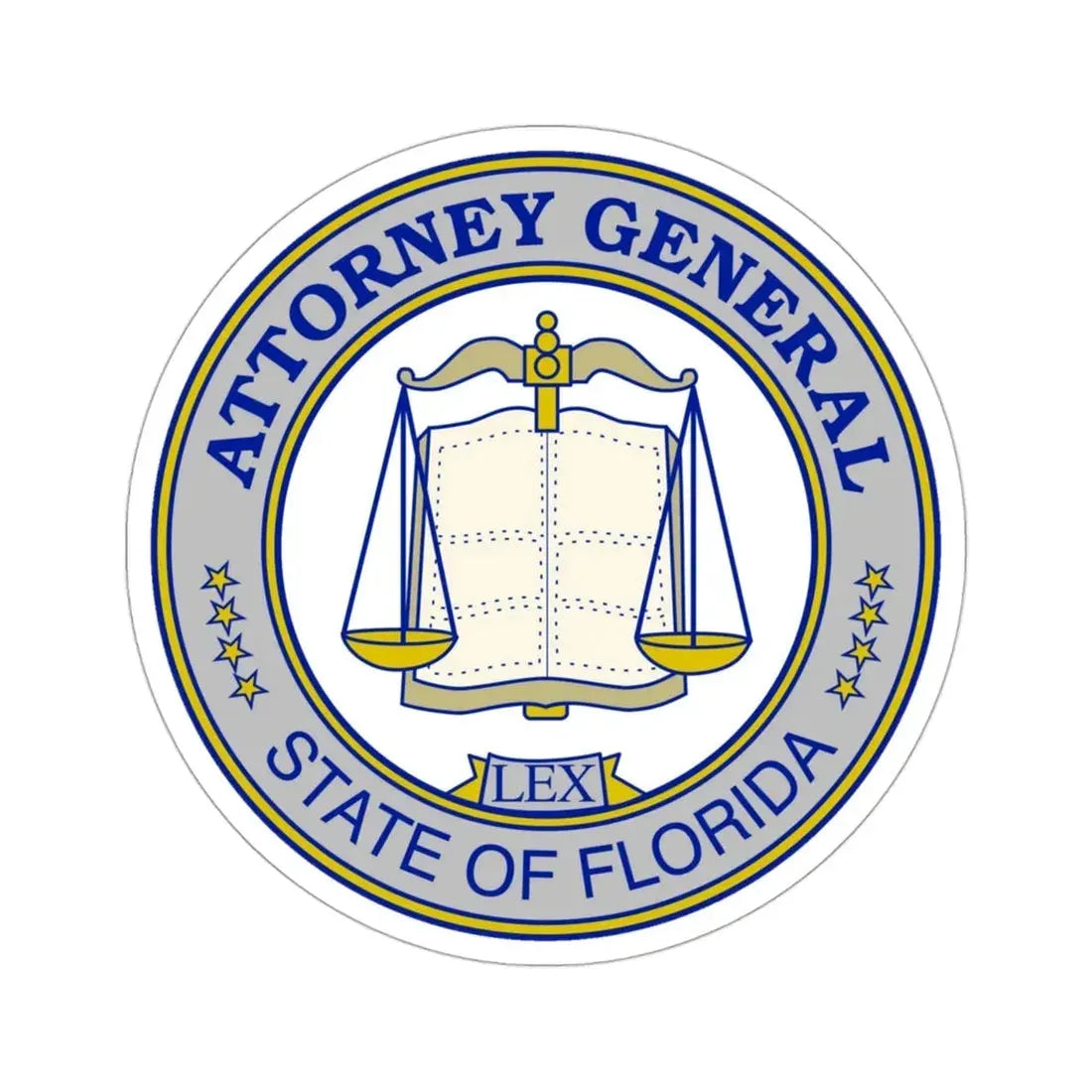 Seal of the Attorney General of Florida STICKER Vinyl Die-Cut Decal 3 Inch - The Sticker Space