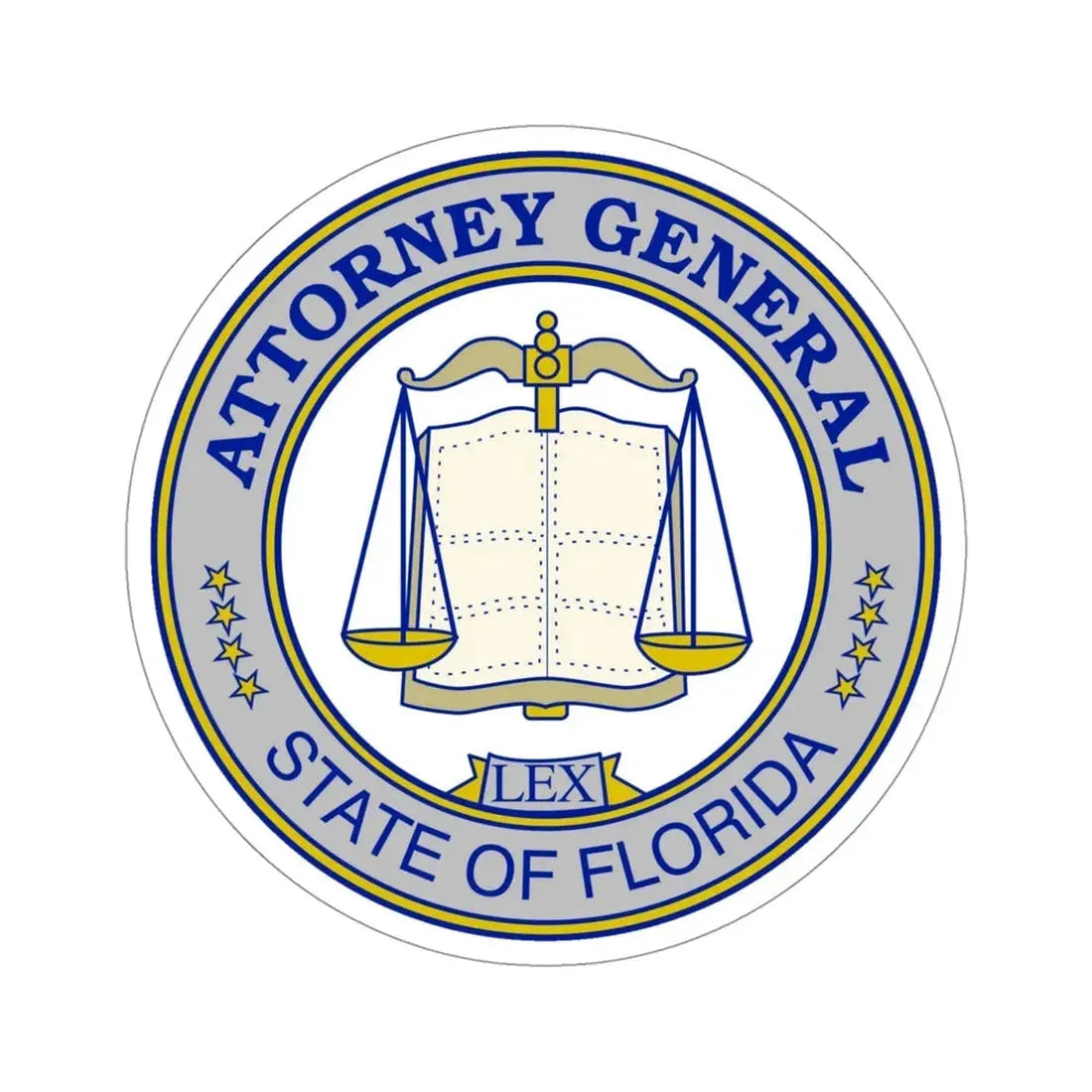 Seal of the Attorney General of Florida STICKER Vinyl Die-Cut Decal 4 Inch - The Sticker Space