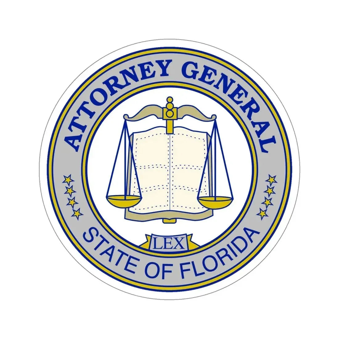 Seal of the Attorney General of Florida STICKER Vinyl Die-Cut Decal 5 Inch - The Sticker Space