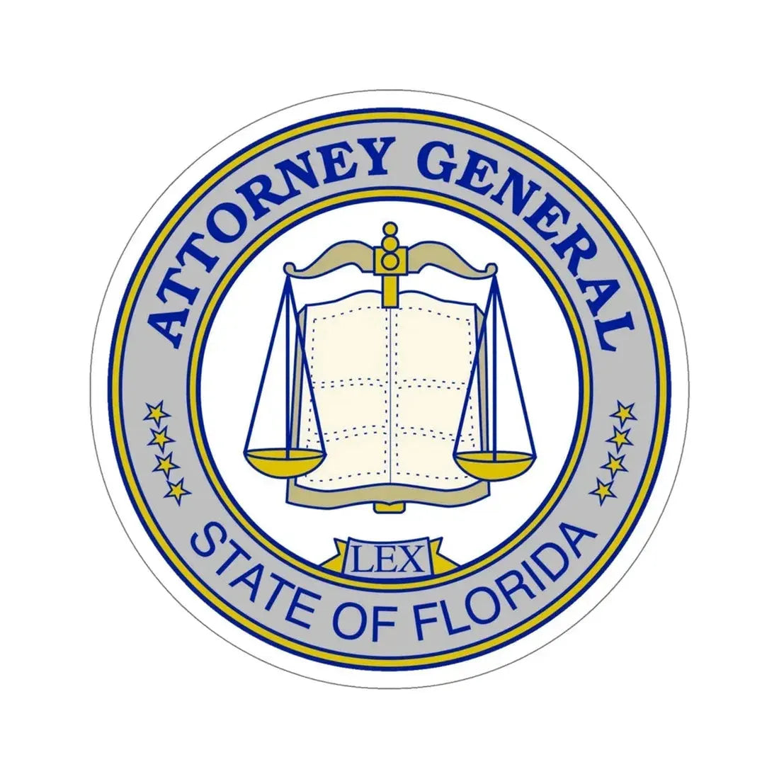 Seal of the Attorney General of Florida STICKER Vinyl Die-Cut Decal 6 Inch - The Sticker Space