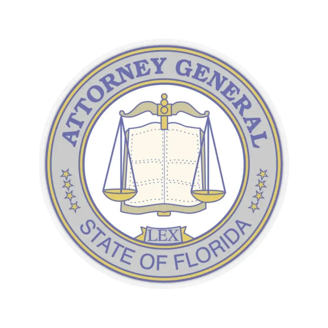 Seal of the Attorney General of Florida - STICKER Vinyl Kiss-Cut Decal 2 Inch Transparent - The Sticker Space