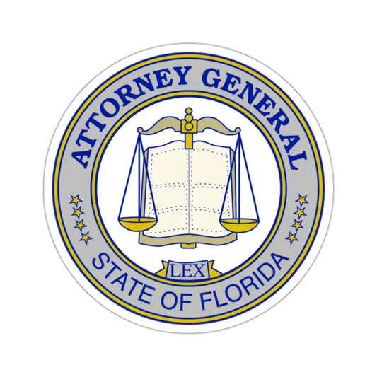 Seal of the Attorney General of Florida - STICKER Vinyl Kiss-Cut Decal 2 Inch White - The Sticker Space