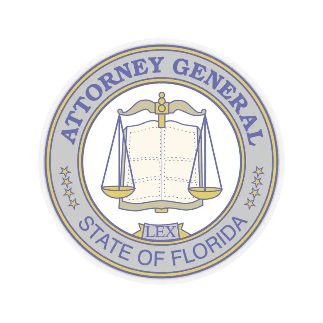 Seal of the Attorney General of Florida - STICKER Vinyl Kiss-Cut Decal 3 Inch Transparent - The Sticker Space
