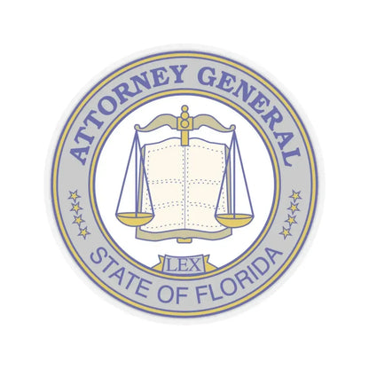 Seal of the Attorney General of Florida - STICKER Vinyl Kiss-Cut Decal 3 Inch Transparent - The Sticker Space