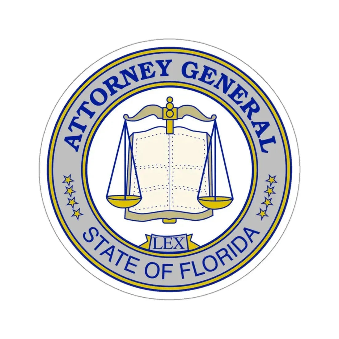Seal of the Attorney General of Florida - STICKER Vinyl Kiss-Cut Decal 3 Inch White - The Sticker Space