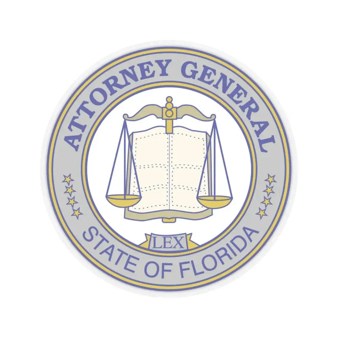 Seal of the Attorney General of Florida - STICKER Vinyl Kiss-Cut Decal 4 Inch Transparent - The Sticker Space