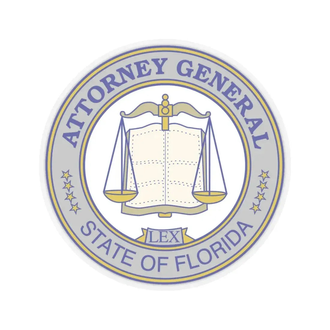 Seal of the Attorney General of Florida - STICKER Vinyl Kiss-Cut Decal 6 Inch Transparent - The Sticker Space