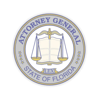 Seal of the Attorney General of Florida - STICKER Vinyl Kiss-Cut Decal 6 Inch Transparent - The Sticker Space