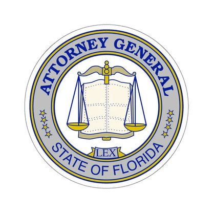 Seal of the Attorney General of Florida - STICKER Vinyl Kiss-Cut Decal 6 Inch White - The Sticker Space