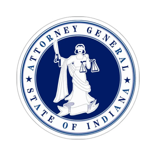 Seal of the Attorney General of Indiana - STICKER Vinyl Kiss-Cut Decal 2 Inch White - The Sticker Space