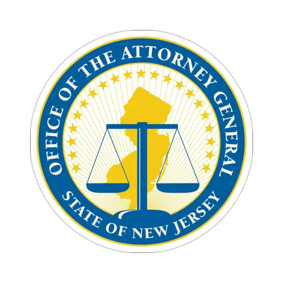 Seal of the Attorney General of New Jersey STICKER Vinyl Die-Cut Decal 2 Inch - The Sticker Space