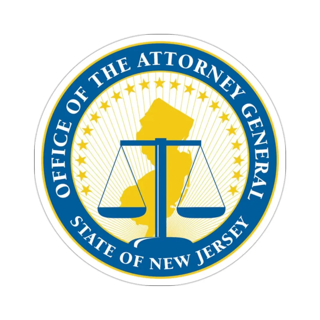 Seal of the Attorney General of New Jersey STICKER Vinyl Die-Cut Decal 2 Inch - The Sticker Space