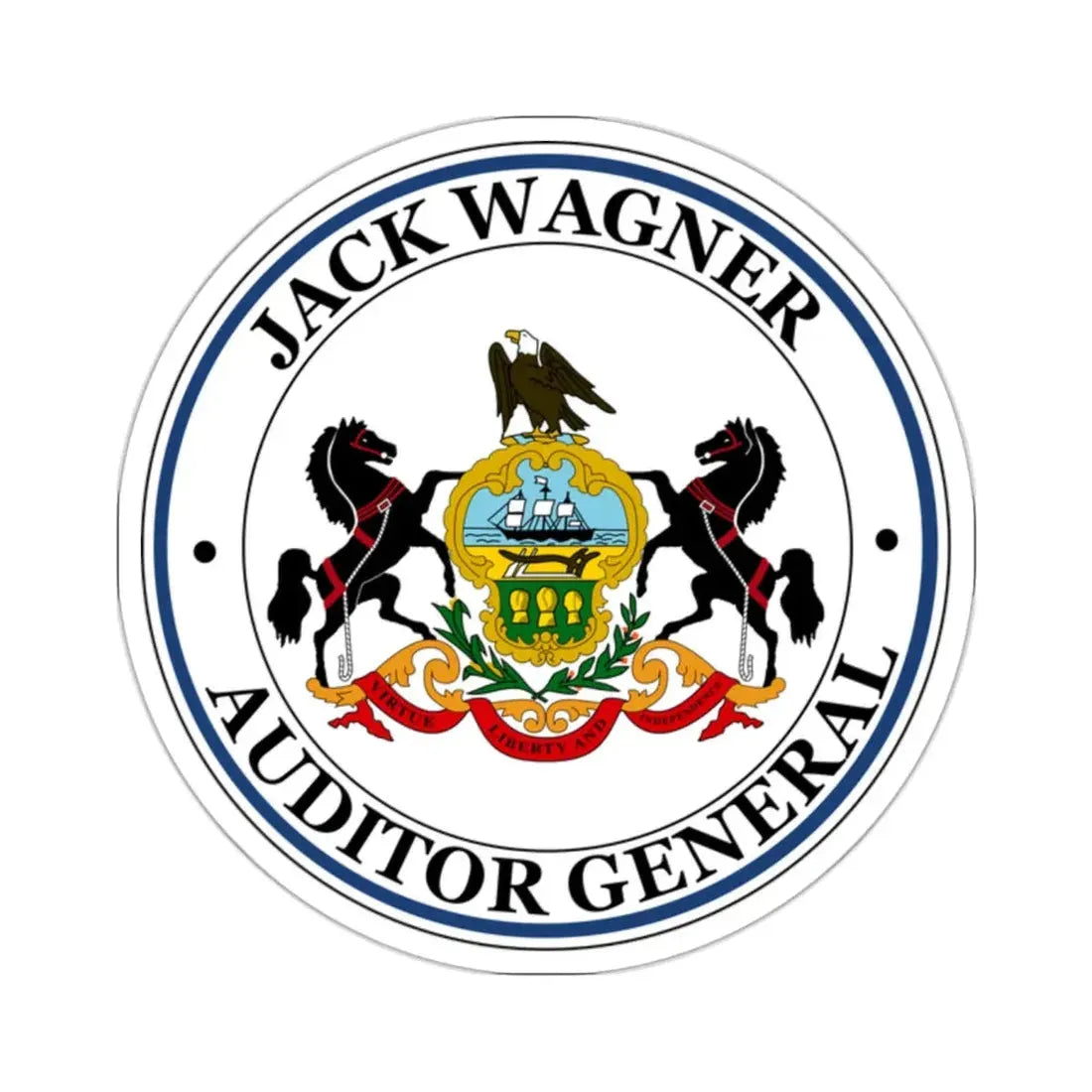Seal of the Auditor General of Pennsylvania Jack Wagner - STICKER Vinyl Kiss-Cut Decal 2 Inch White - The Sticker Space