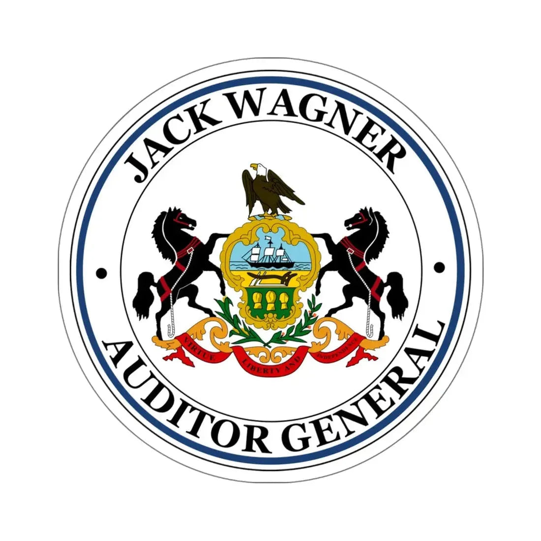 Seal of the Auditor General of Pennsylvania Jack Wagner - STICKER Vinyl Kiss-Cut Decal 6 Inch White - The Sticker Space