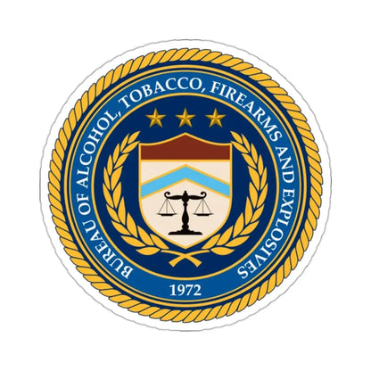 Seal of the Bureau of Alcohol Tobacco Firearms and Explosives - STICKER Vinyl Kiss-Cut Decal 2 Inch White - The Sticker Space