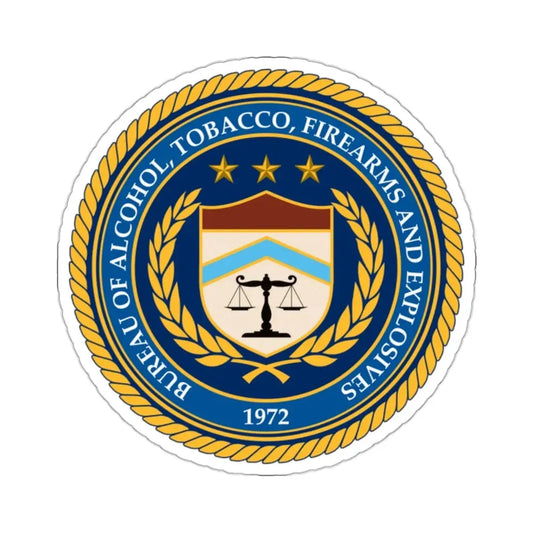 Seal of the Bureau of Alcohol Tobacco Firearms and Explosives - STICKER Vinyl Kiss-Cut Decal 2 Inch White - The Sticker Space